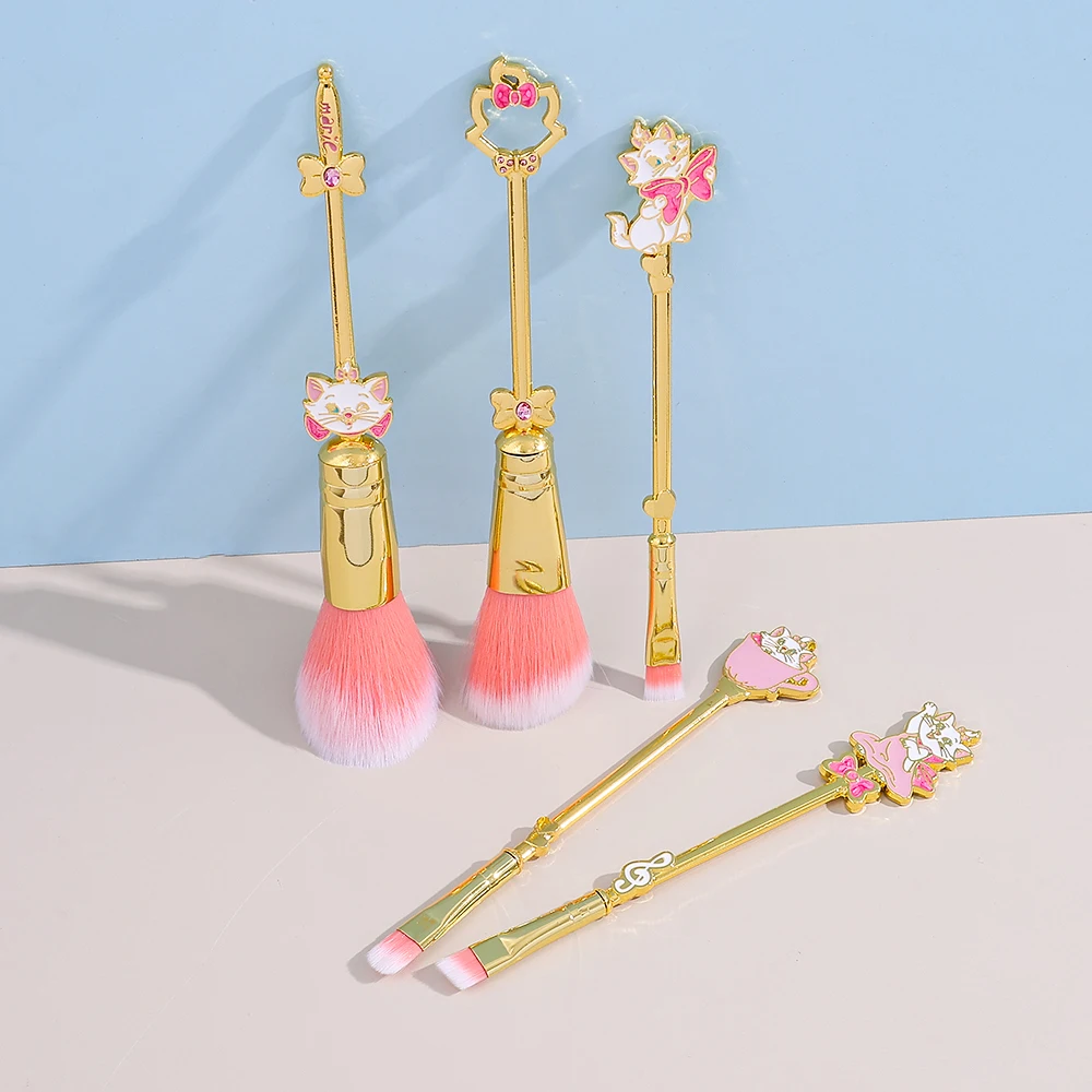 5 個ディズニーマリー猫メイクブラシツールセットメイクアップブラシツールキットアイシャドウアイライナー化粧品ブラシマキアージェム