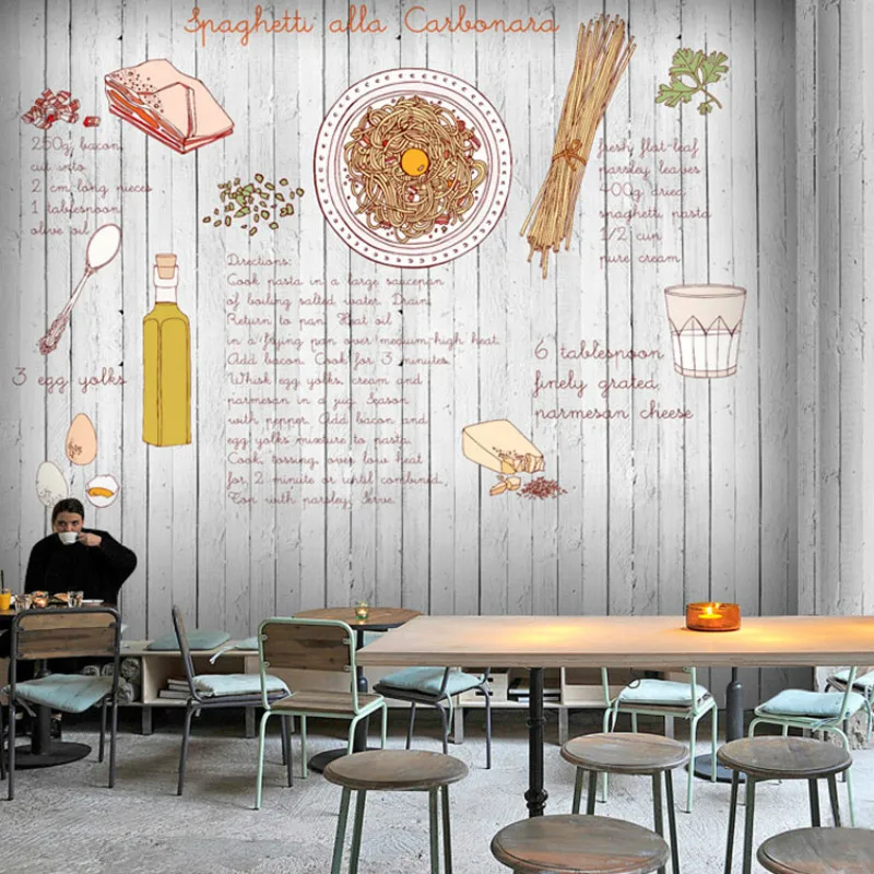 

Custom 3D Pasta Pizza Wood Textured Mural Wallpaper for Restaurant Cafe Leisure Snack Bar Decor Wall Paper Papel De Parede 3d