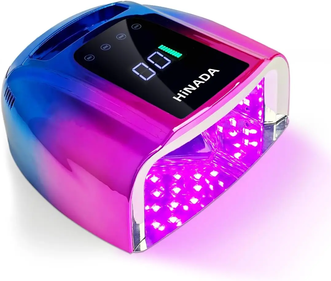 مصباح أظافر LED بالأشعة فوق البنفسجية قابل لإعادة الشحن بقدرة 96 وات مع مستشعر ذكي، معالجة سريعة لجميع أنواع الجل، 4 أوضاع للمؤقت، محمول للمنزل أو السفر