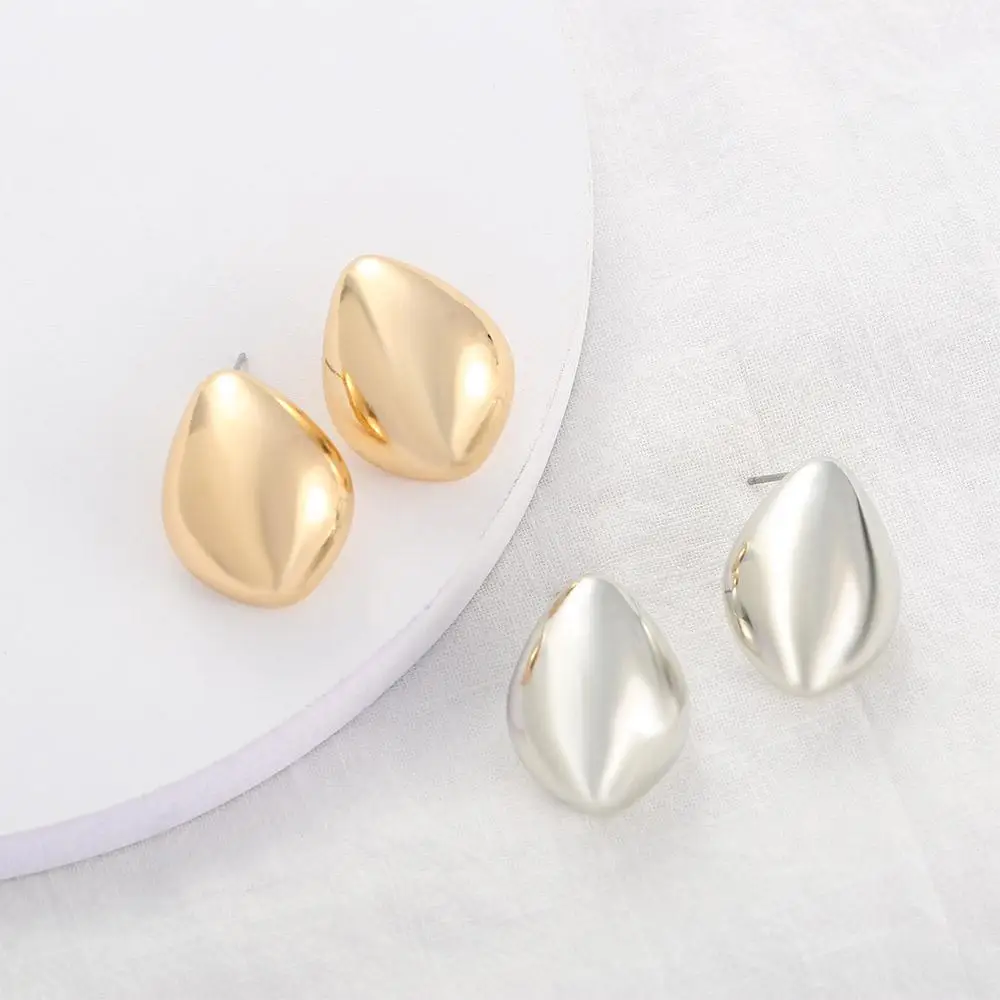 Simple Fashion Gold Silver Geometric Earrings Retro Stereoscopic Waterdrop Stud Earrings  for Women Jewelry Accessories