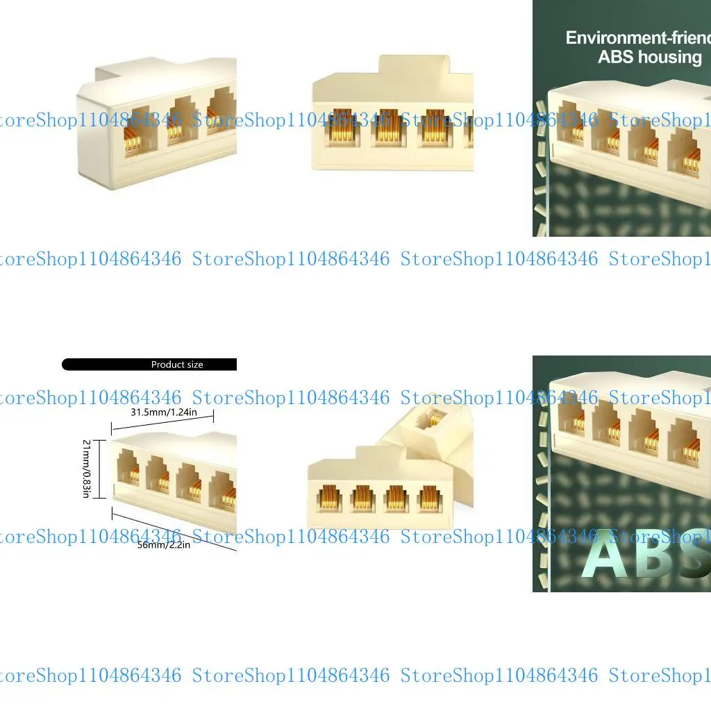 5asd 1PC 4 Way RJ11 Telephone Splitter Adapter Support 6P4C 6P2C For Efficient Device