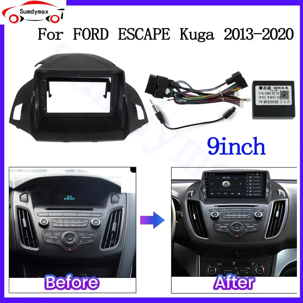 Auto Audio 9 POLLICI Grande Schermo Fascia Telaio Adattatore canbus Per FORD ESCAPE Kuga 2013-2019 2 Din Dash android mp5 Pannello Telaio Kit