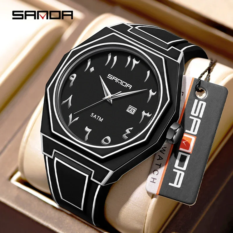 SANDA Top Brand Luxury Men's Quartz Watch Waterproof Calendar Luminous Creative Series Luxury Luminous Men's Quartz Wristwatch