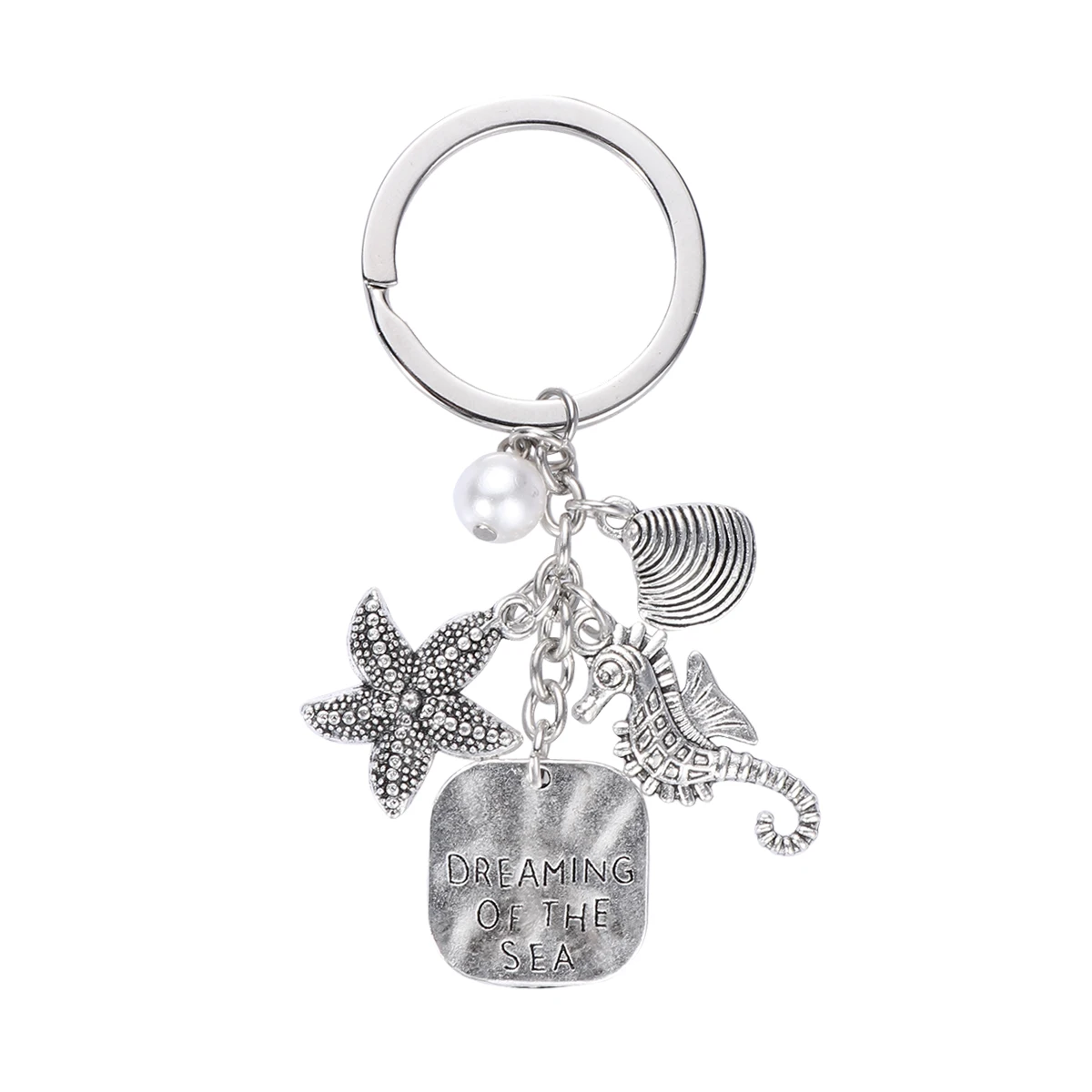 

Ocean Theme Shell Keychain Keyring Pearl Pendant Bag Pendant Keychains Bag Hanging Charm Durable Material Birthday Gift