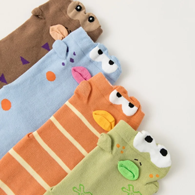 Kawaii Cartoon Pilates Yoga Socks Trend Five-finger Silicone Non-Slip Cotton Sports Socks Dance Gym Breathable Fitness Socks