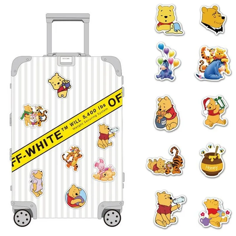 Pegatinas de Disney Winnie the Pooh para niños, 50 piezas, pegatinas de Anime para equipaje, cuaderno, álbum de recortes