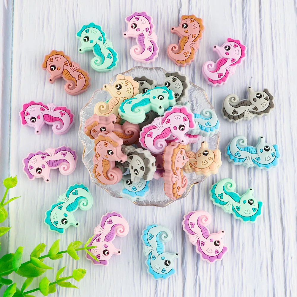 Sunrony 5/10Pcs Silicone Beads New Goat Giraffe Cow Seahorse  For Jewelry Making Bulk DIY Jewelry Make Bracelets Accessories