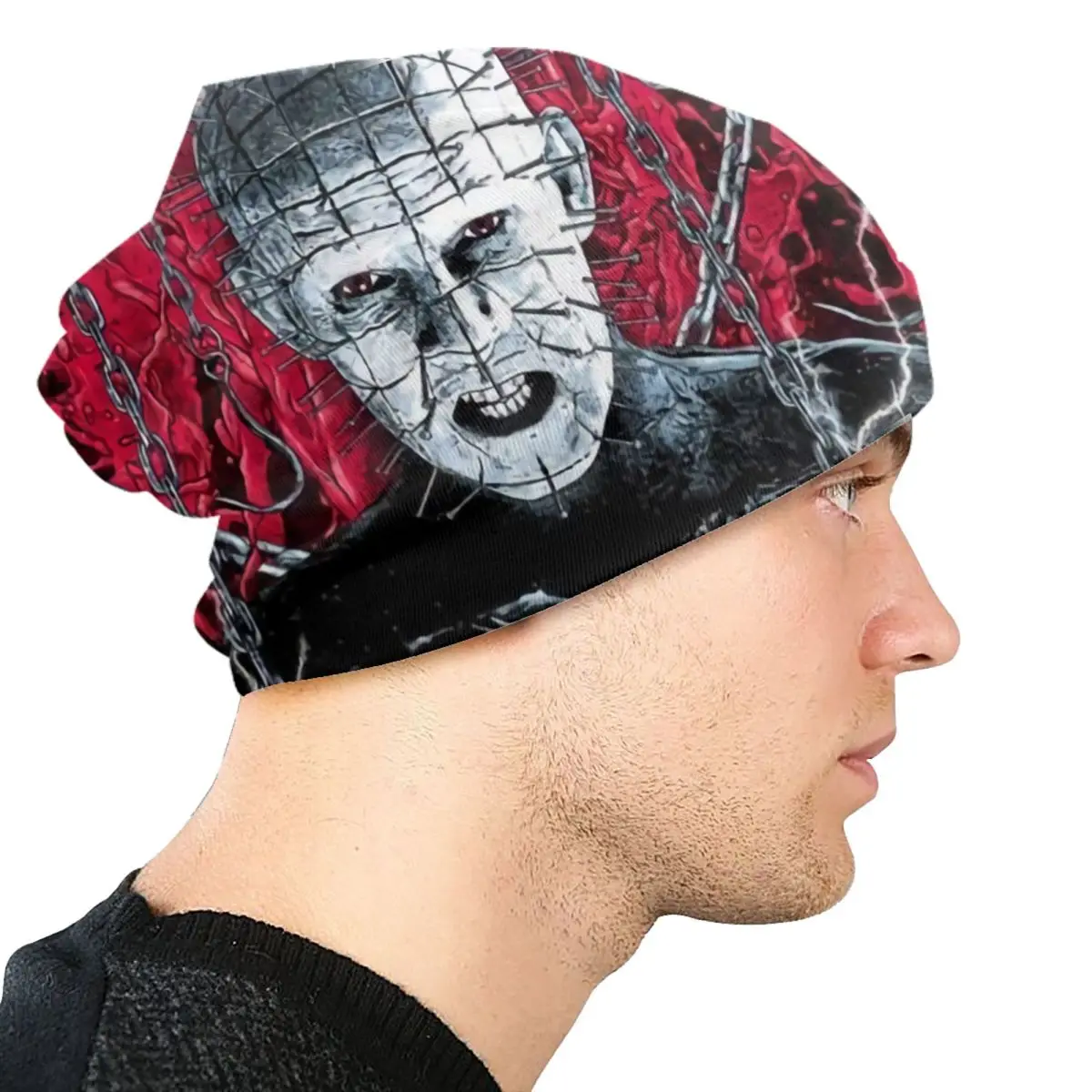 Hellraiser Bonnet Hats Cool Knit Hat For Men Women Autumn Winter Warm Halloween Horror Movie Skullies Beanies Caps