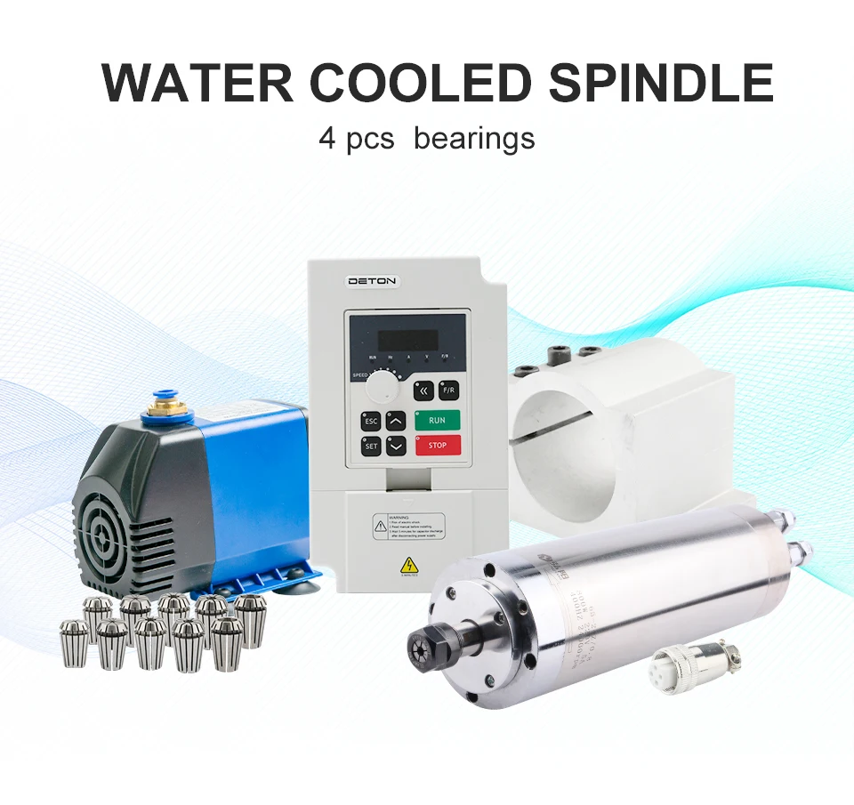 HYCNC 3.2KW spindle motor 3.7kw DETON inverter 80w3.5m water pump ER20 chuck 100mm fixture kit numerical control engraving machi