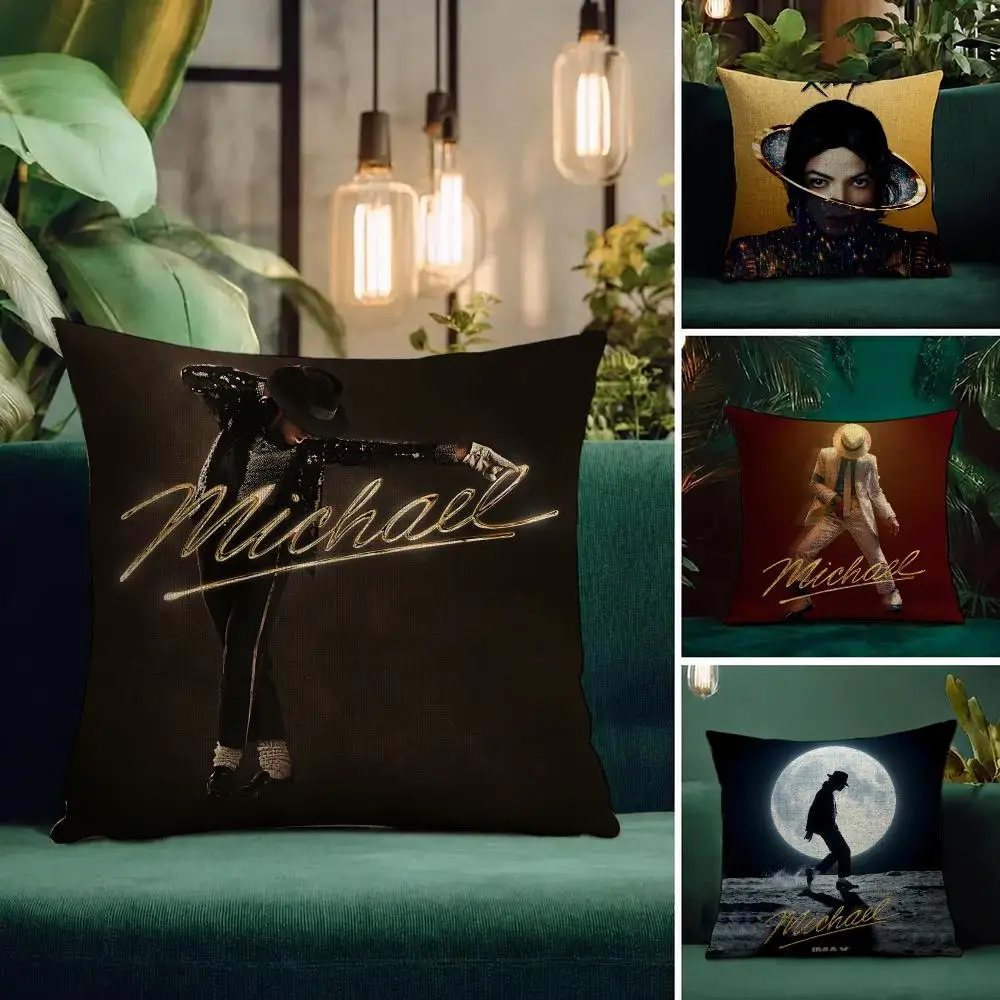 Singer Michael Jackson Cushion Cover Natural Linen Pillowcase Set All-in-One Decor Cushion Cover for Sofa Bedroom Chair
