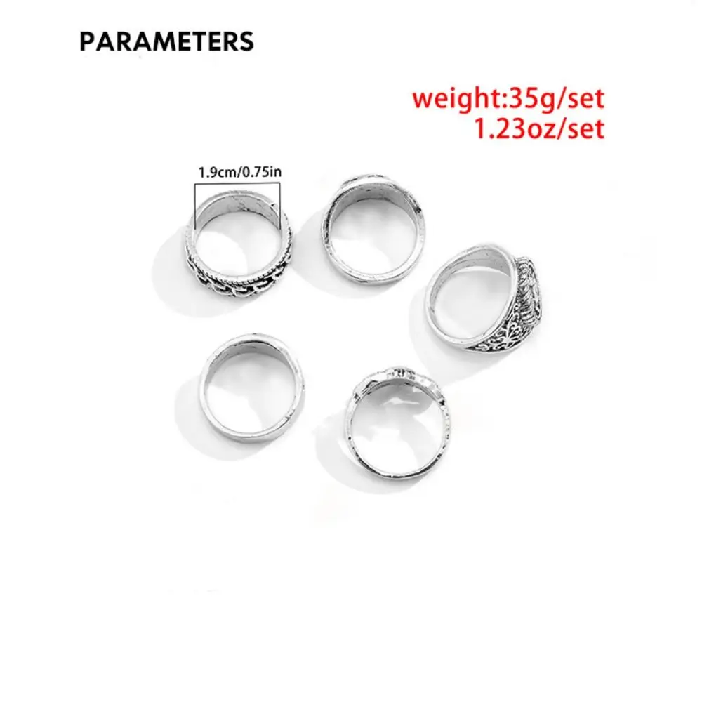 Exquisite Punk Stil Schädel Kopf Ringe Set Metall Gothic Männer Ring Geometrische Form Retro Silber Ringe für Männer