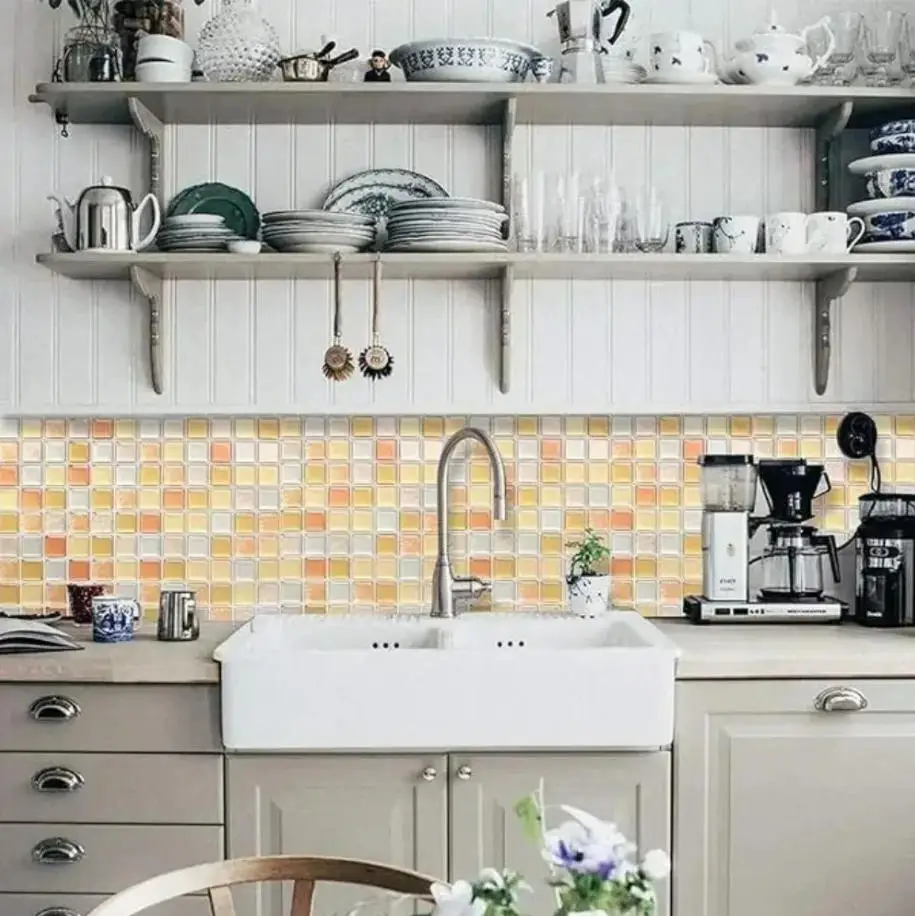 Crystal Mosaic Tile Stickers 5-20PCS, 3D Self-Adhesive Waterproof Wallpaper, DIY Removable Backsplash for Bathroom Kitchen Home