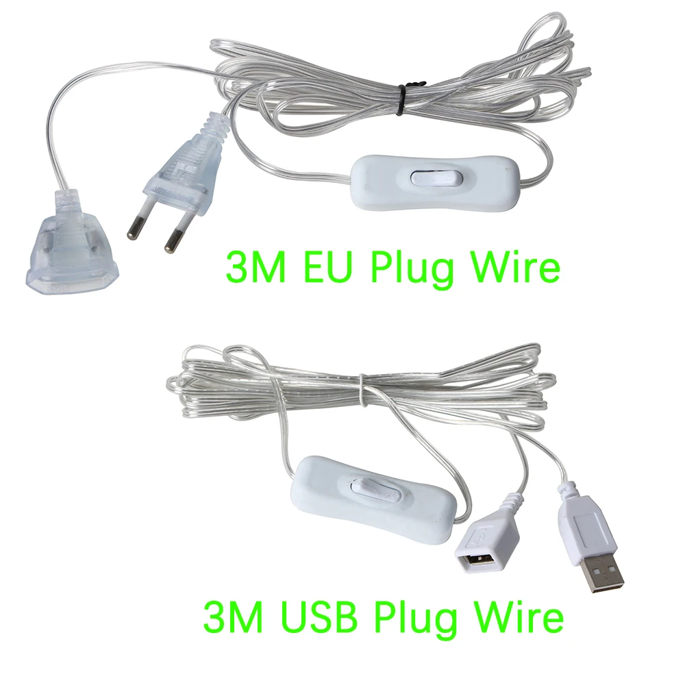 3M Extender EU/USB plug for LED String Christmas Lights Garden Home Wedding Party Decoration