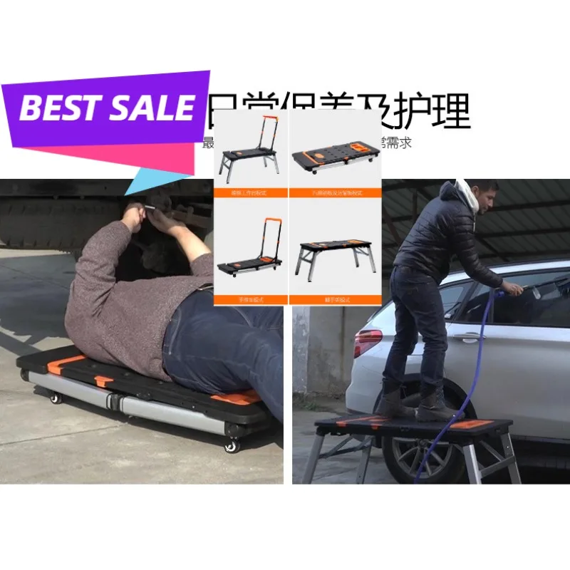 Multifunctional workbench bench Stainless steel DIY console trolley scaffold mobile platform ladder