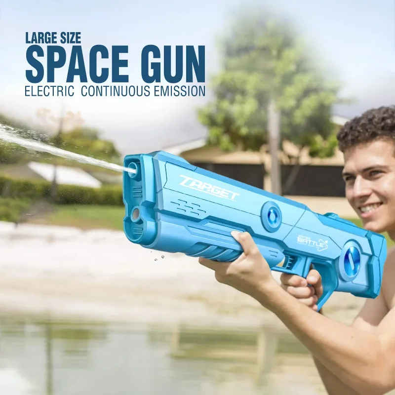 New Water Gun Automatic Space Oversized Electric Water Gun Blue Pink Large Capacity High Pressure Powerful Adult Water Fight Toy