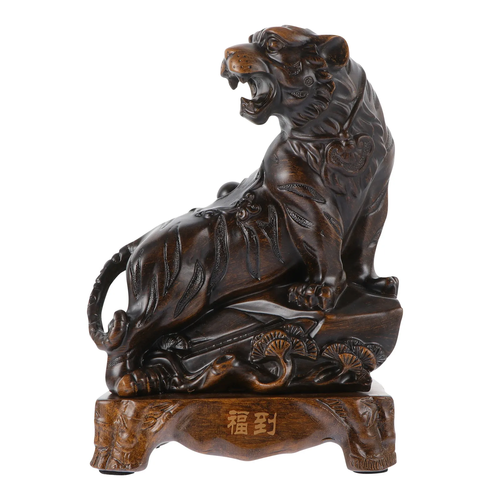Stylish Resin Tiger Statue Indoor Decor New Year Tiger Decor Exquisite Animal Ornament Stable Base for Desk Shelf Tabletop