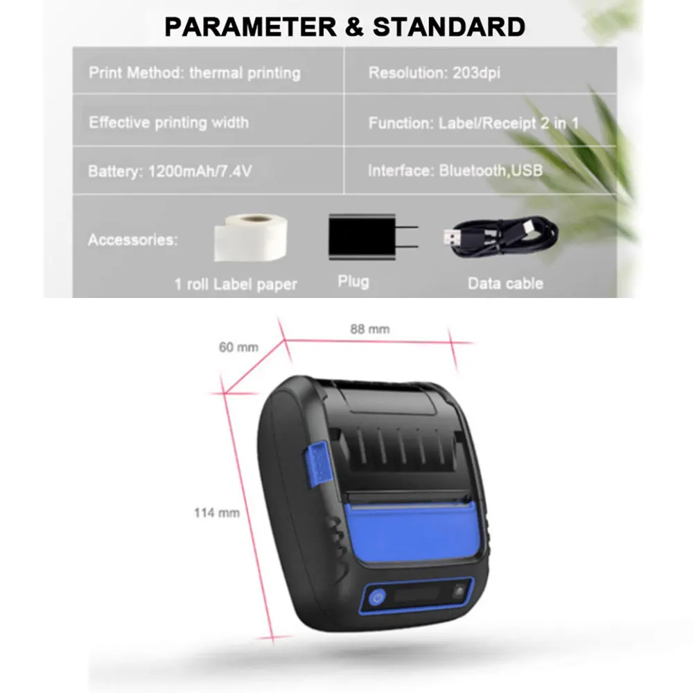 Milestone Label Receipt Impresora Portátil Thermal Printer 58mm  Mobile Printer Portabel Mini Bluetooth принтер Android IOS Heat
