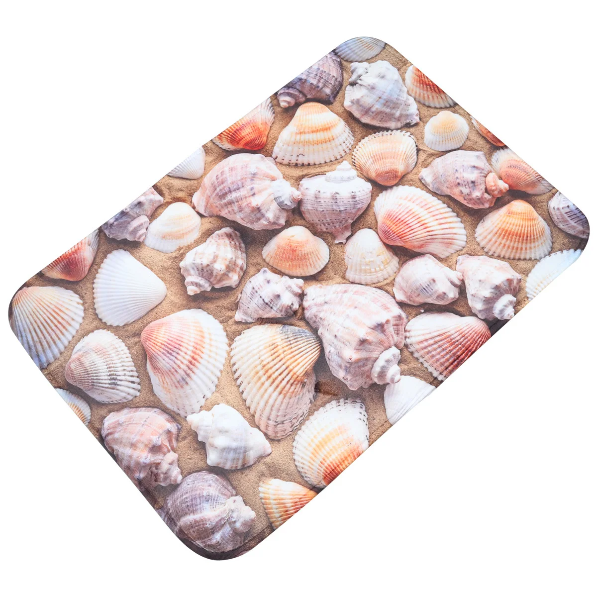 

Anti-Slip Bathroom Pad Non-Skid Flannel Three-Dimensional Shell Pattern Lint-Free Breathable Mat for Wet Floor