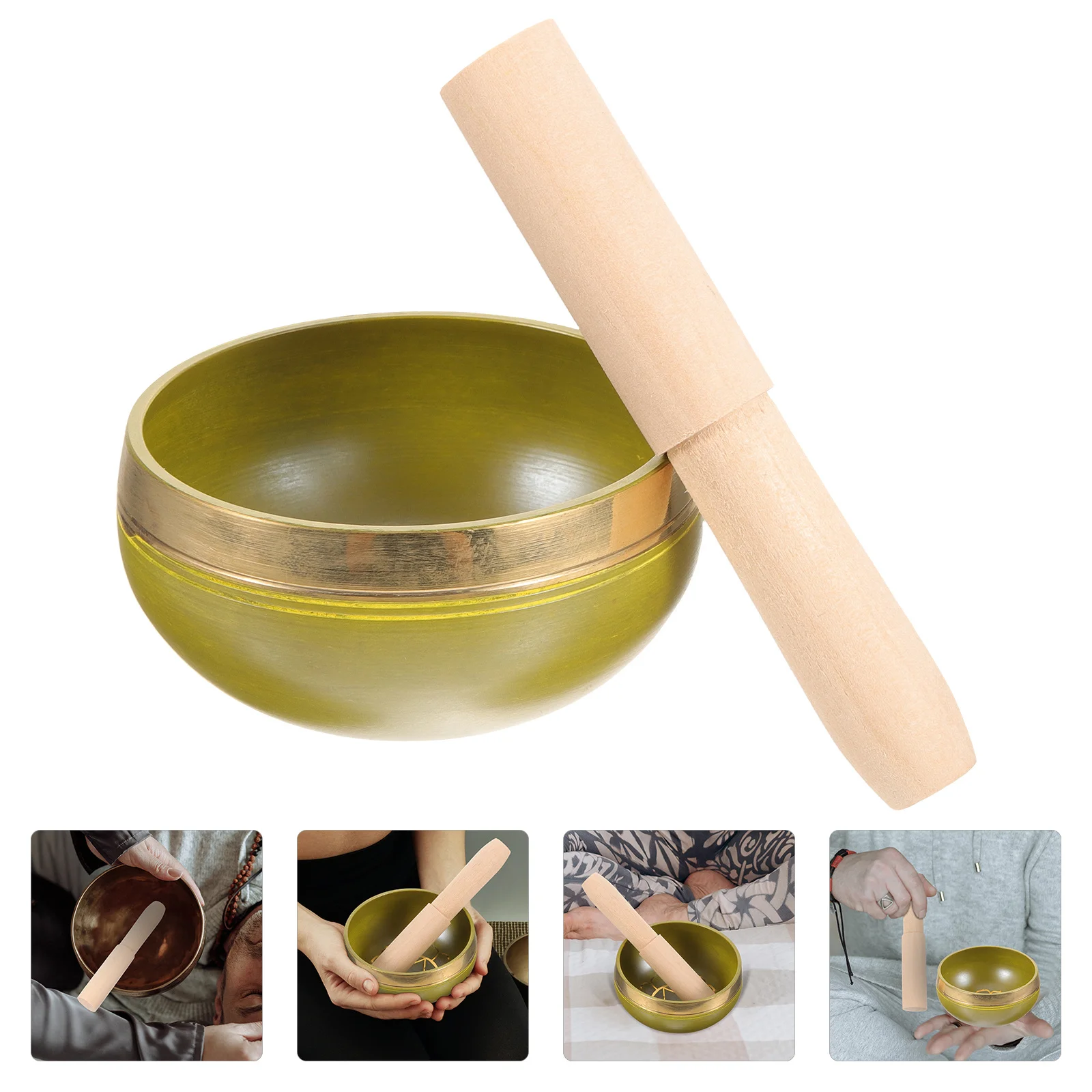 

1Set Metal Meditation Bowl with Wooden Stick for Yoga Mindfulness Therapy Relaxation Sound Bowl Home Decor Buddhist Gift