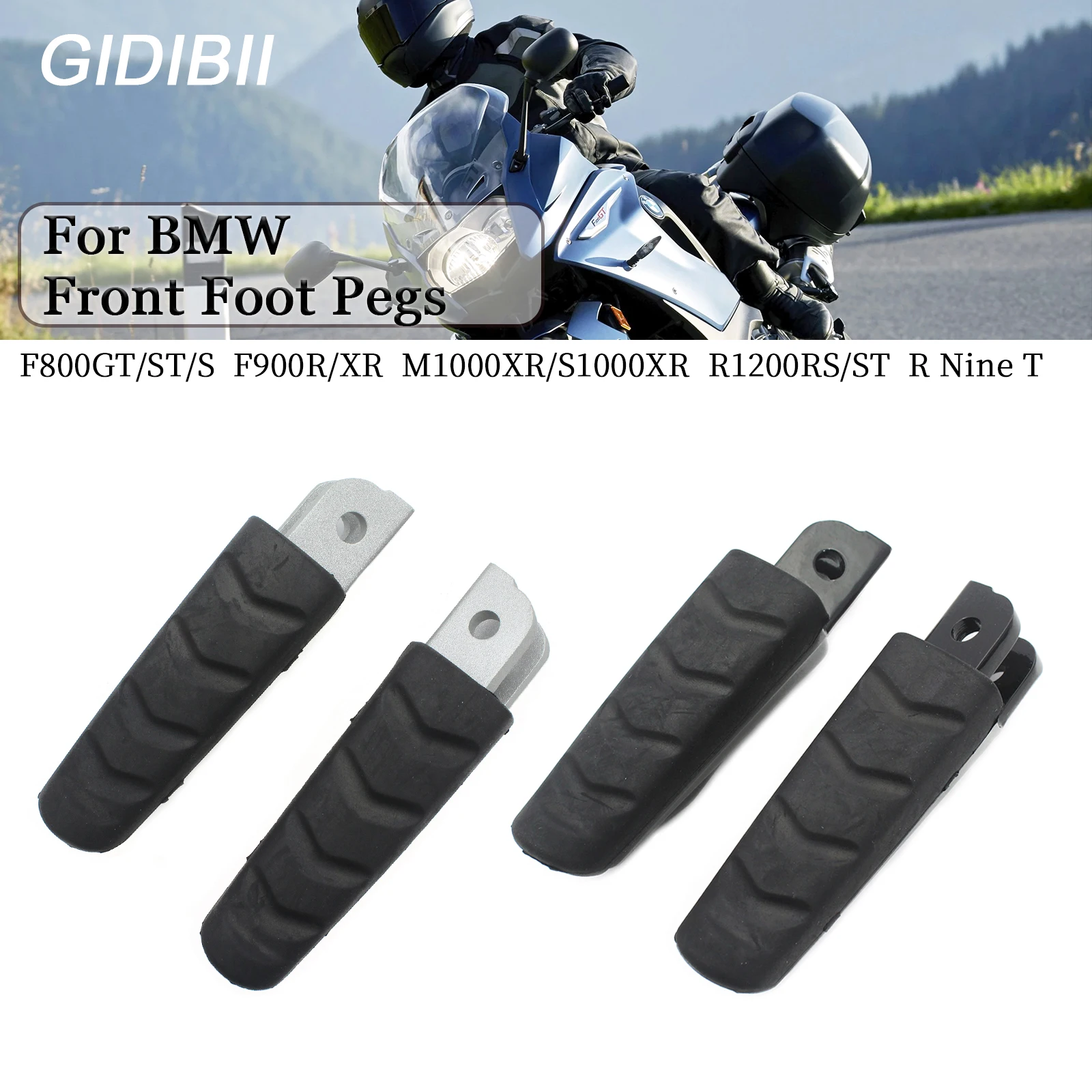 

Front Footrest Foot Pegs Pedals Footpeg For For BMW F800GT/ST/S F900R/XR M1000XR/S1000XR R1200RS/ST R Nine T R1250R/RS BLack