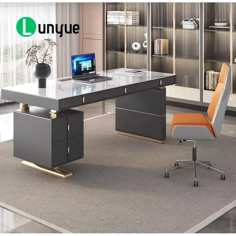Sintered Stone Executive Desk Modern Simple Home Computer Table Integrated Designer High-end Office Furniture for Living Room