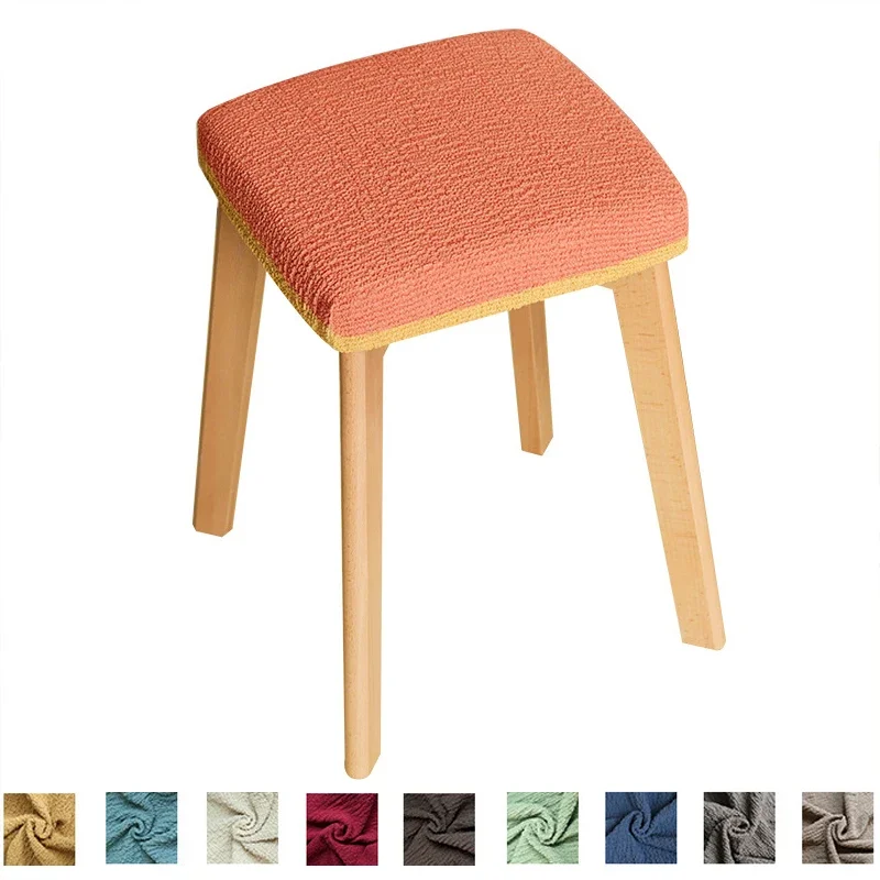 Chair Covers Dining Room Square Stool Chair Protector Removable Elastic Seat Cover Solid Color Room Home Chair Slipcover Spandex