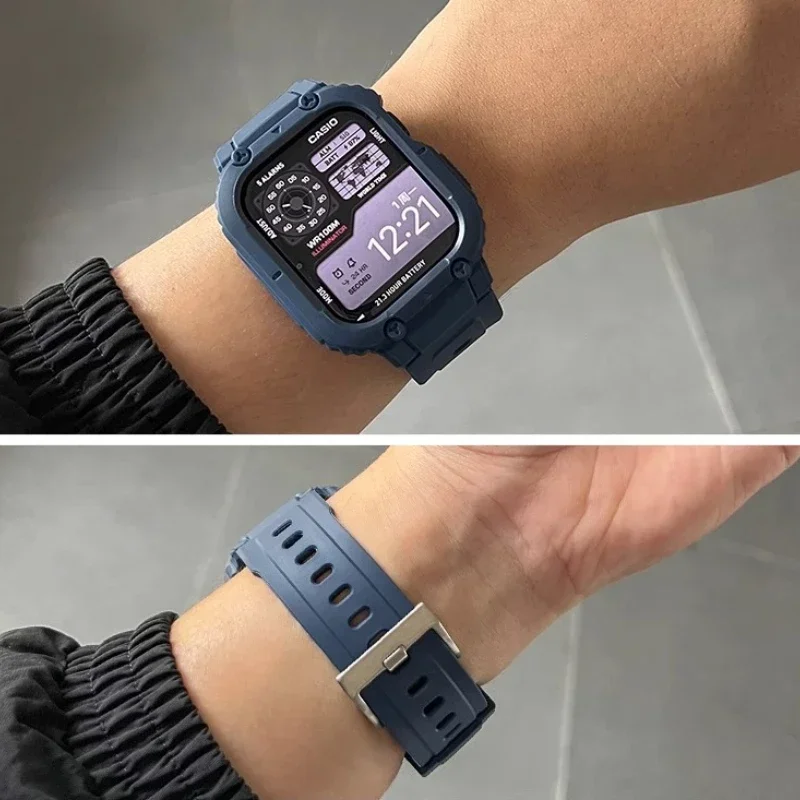 Gehäuseband für Apple Watch Ultra 49 mm 45 mm 44 mm 41 mm 40 mm Silikonband für Iwatch Serie 8 7 6 Se 5 4 Schutzhülle Armband