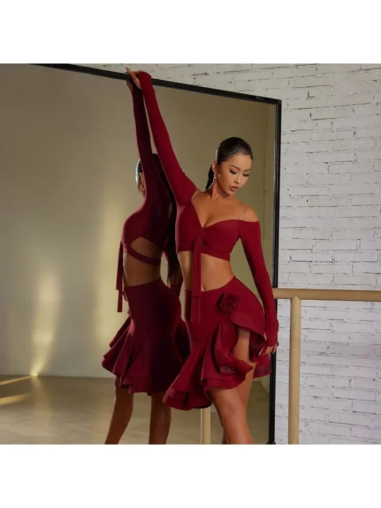 Mezza gonna per adulti da donna dell'industria pesante edizione avanzata vestito da pratica di danza latina mutande da donna 23117 Costume da prestazione