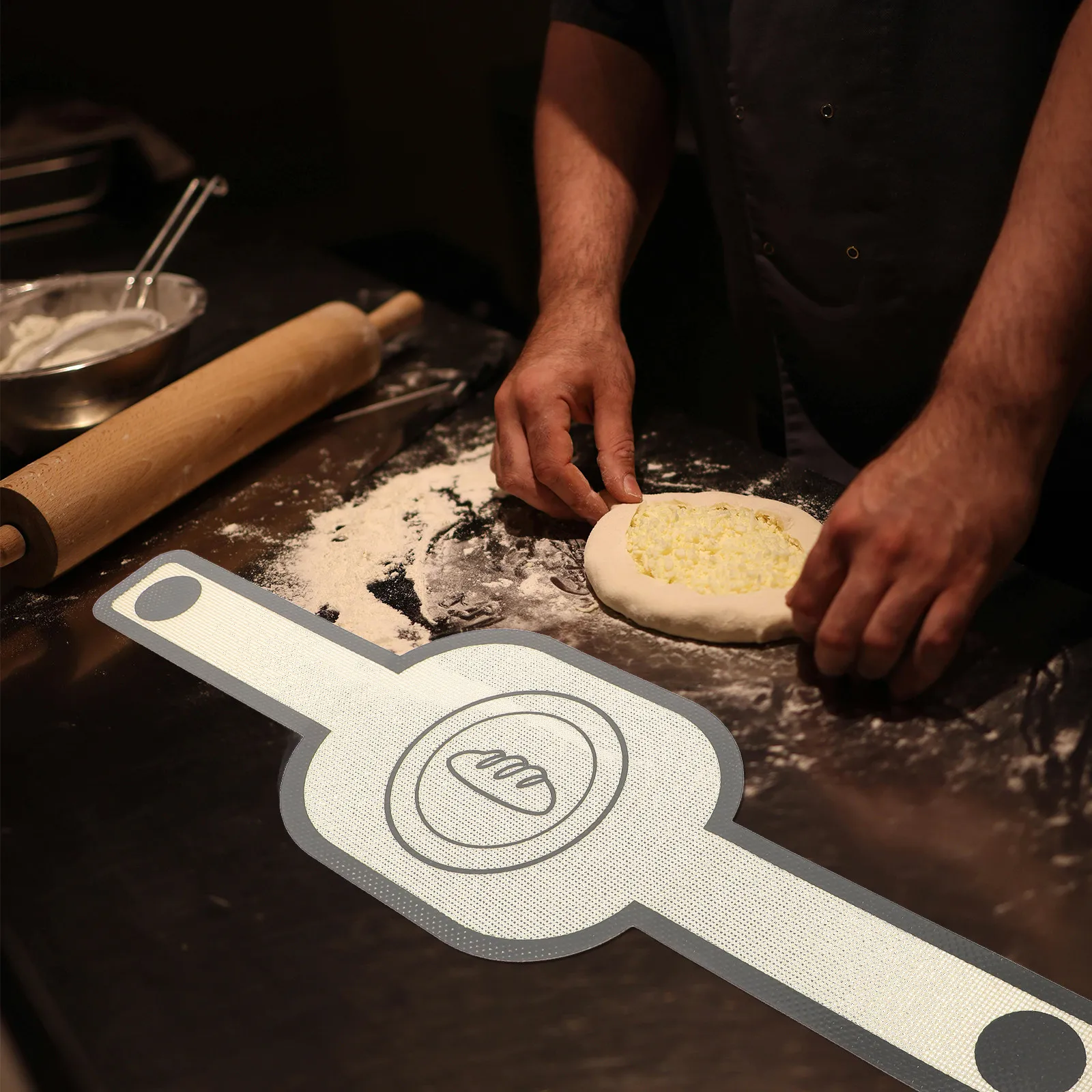 Silicone Baking Pad Long Handle Nonstick Reusable Dough Transfer Bread Sling Sourdough Pastry Bread Baking Supplies - view 6