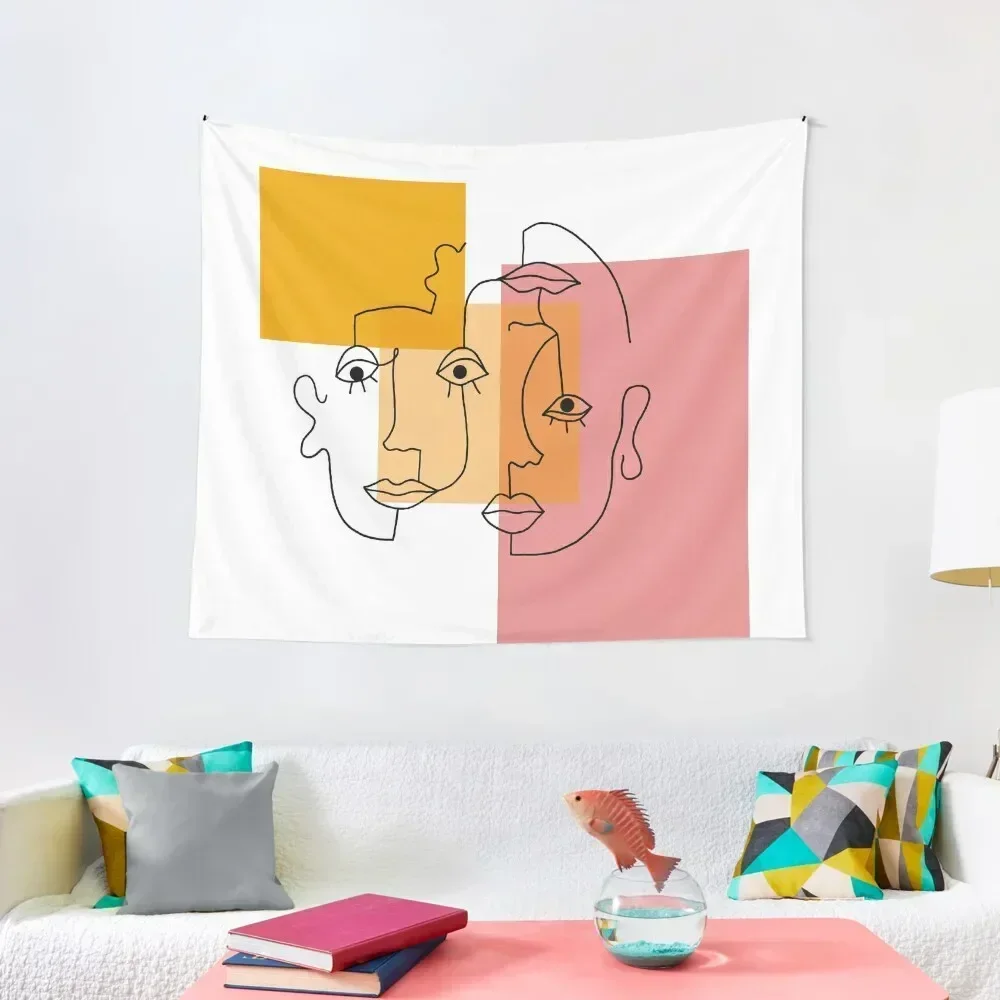 COLOR BLOCK LINE FACES Tapestry Home Decoration Accessories Wallpaper Bedroom Home And Comfort Decor Home Supplies Tapestry