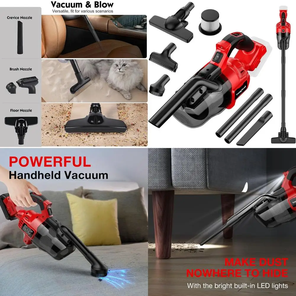 

18V Cordless Handheld Vacuum for Home and Car, Suitable for Hardwood and Carpet, Portable with Washable HEPA Filter