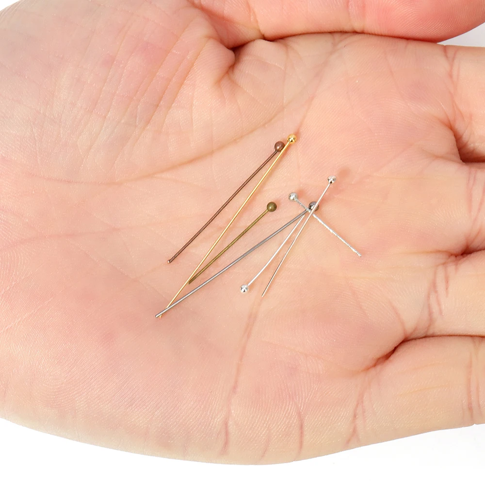 200Pcs 18 20 25 30 40 50mm Gold Metal Ball Head Pins Dia 0.5mm for DIY Jewelry Making Head pins Findings Accessories Supplies