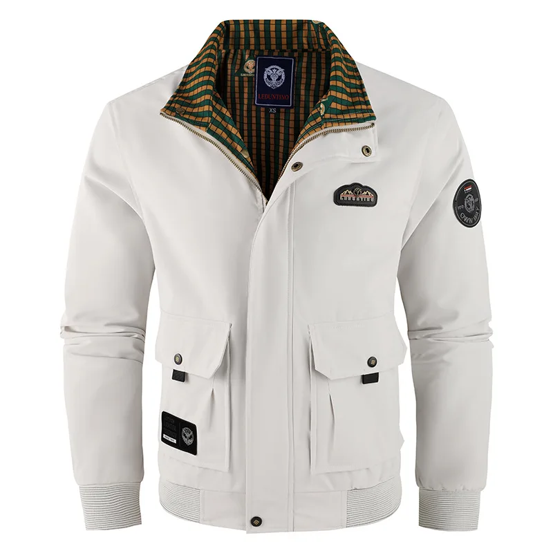 New autumn and winter coat, stand-up collar business men's jacket, Parker casual thin solid color jacket for outdoor use