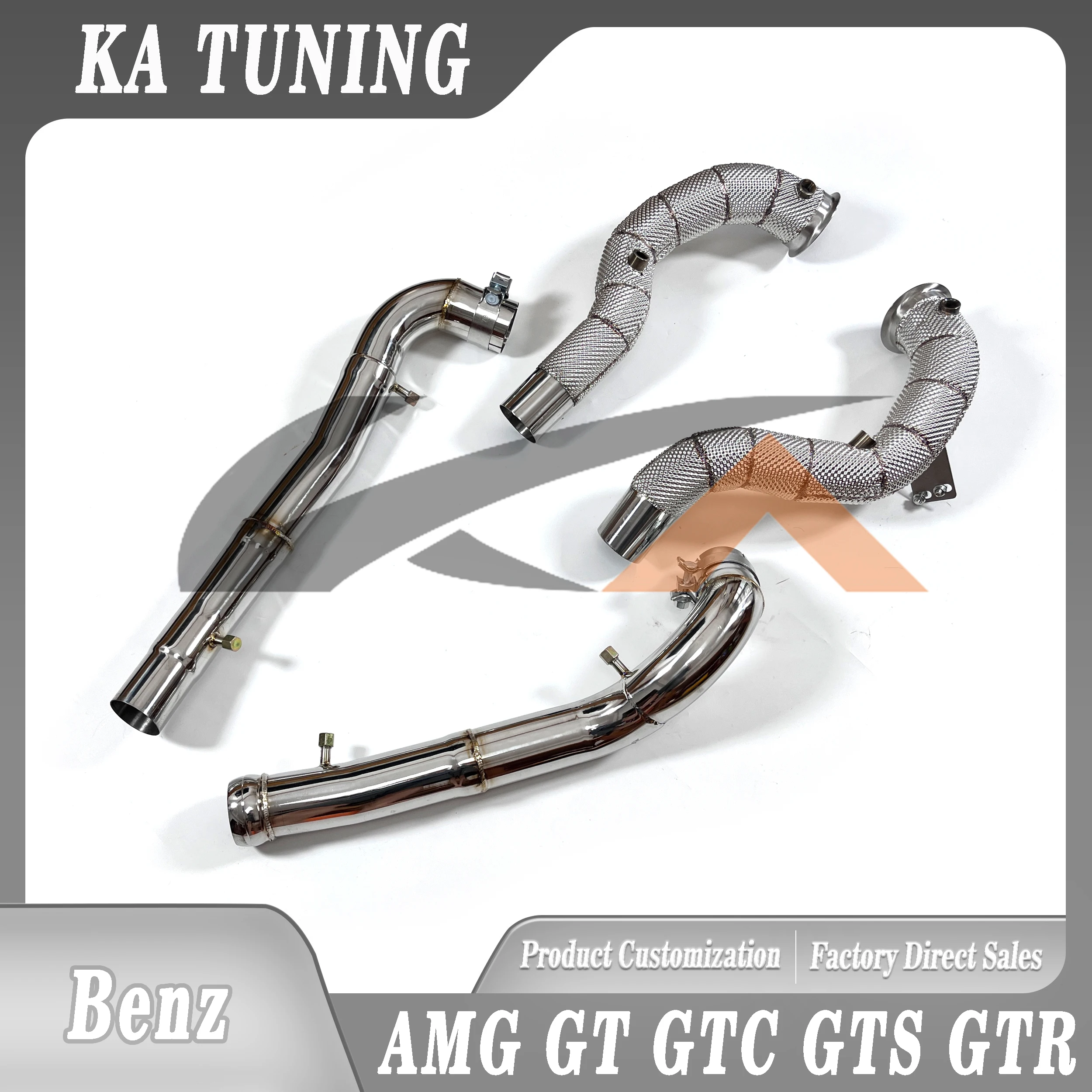 KA Tuning Downpipe Exhaust System for Benz AMG GT GTC GTS GTR 4.0T Performance Axle Pipe with Heat Shield Catalysis