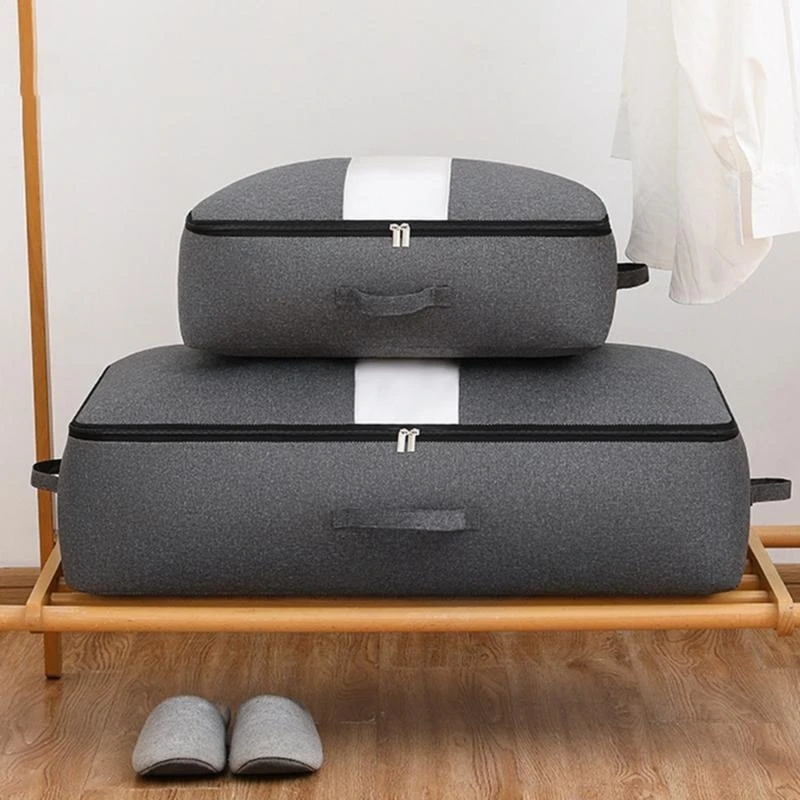 

Convenient Double Zippers Storage Bag Clothes Pouches For Bedding And Garments
