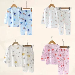 Conjuntos de pijama de algodão infantil, pijamas de menino e menina, roupas de menina, camiseta, calças, ternos de casa, outono, inverno