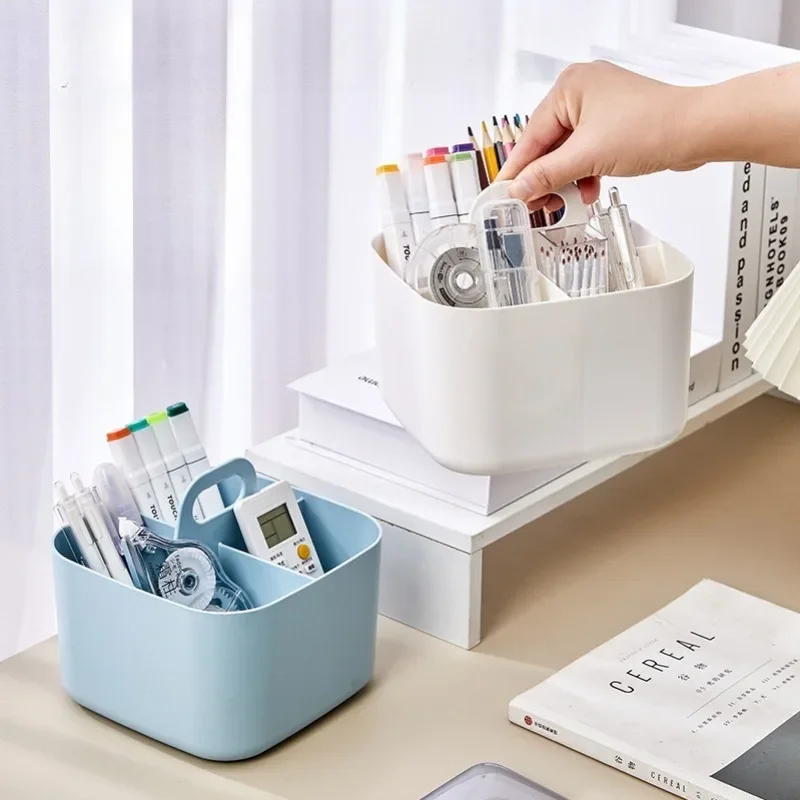 صندوق تخزين مكتبي مكون من 3 أقسام - لتخزين القرطاسية وفرش المكياج - مناسب للاستخدام المنزلي والمكتبي