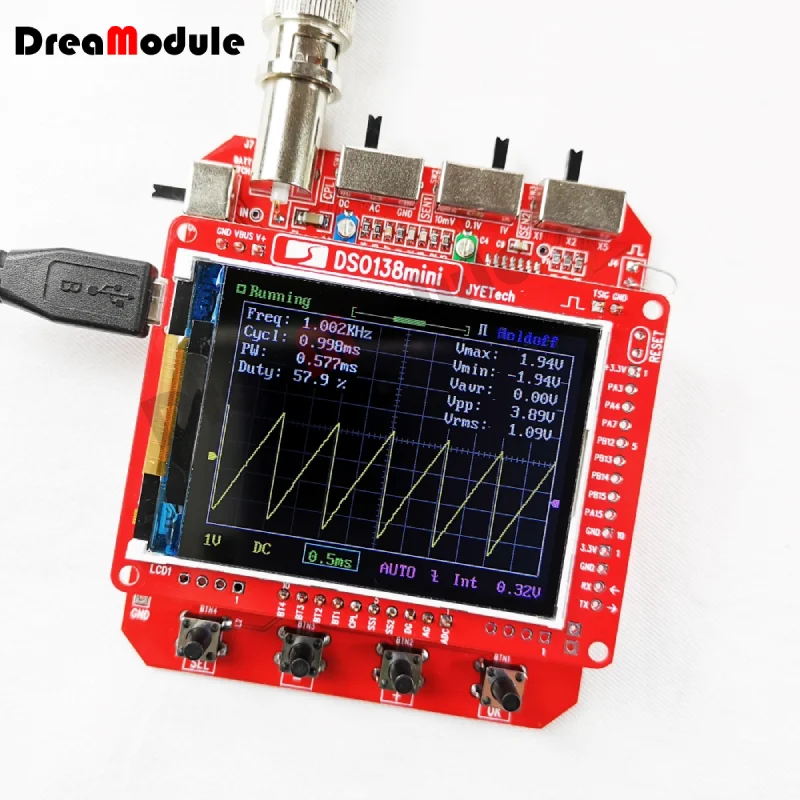 DSO138 Mini Handheld Digital Oscilloscope DIY Kit ARM Cortex-M3 12-Bit TFT LCD Oscilloscope 10:1 with Alligator Probe Test Clip