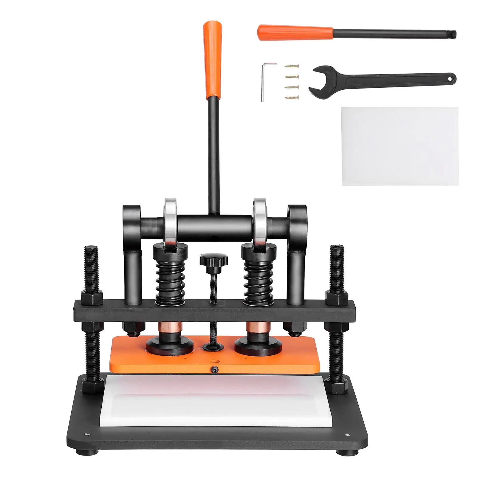 Manual Leather Cutting and Embossing Machine with 11 x 5.5 in Plate 0.47 in Pressure Stroke Dual Guide Shafts for various Materials
