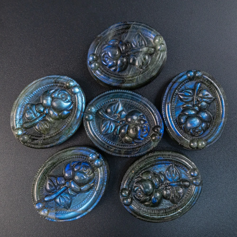 1Pcs Stunning Black Flash Labradorite Pendant Cabochon 39X32X9mm Perfect for Necklace DIY Charms Accessories
