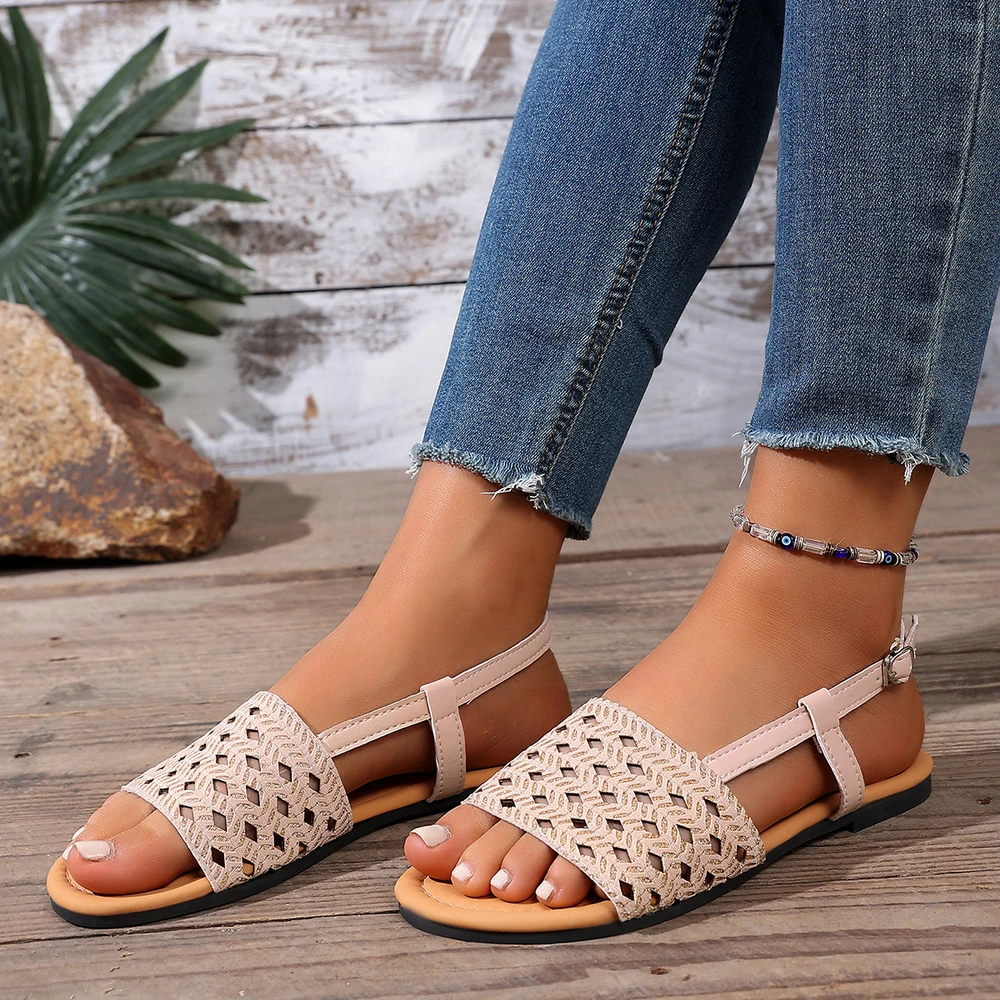 

Женские сандалии Bohemia с вырезами и плетеными ремешками, лето 2026, на мягкой платформе, с клиновидным каблуком и ремешком на щиколотке, женская обувь
