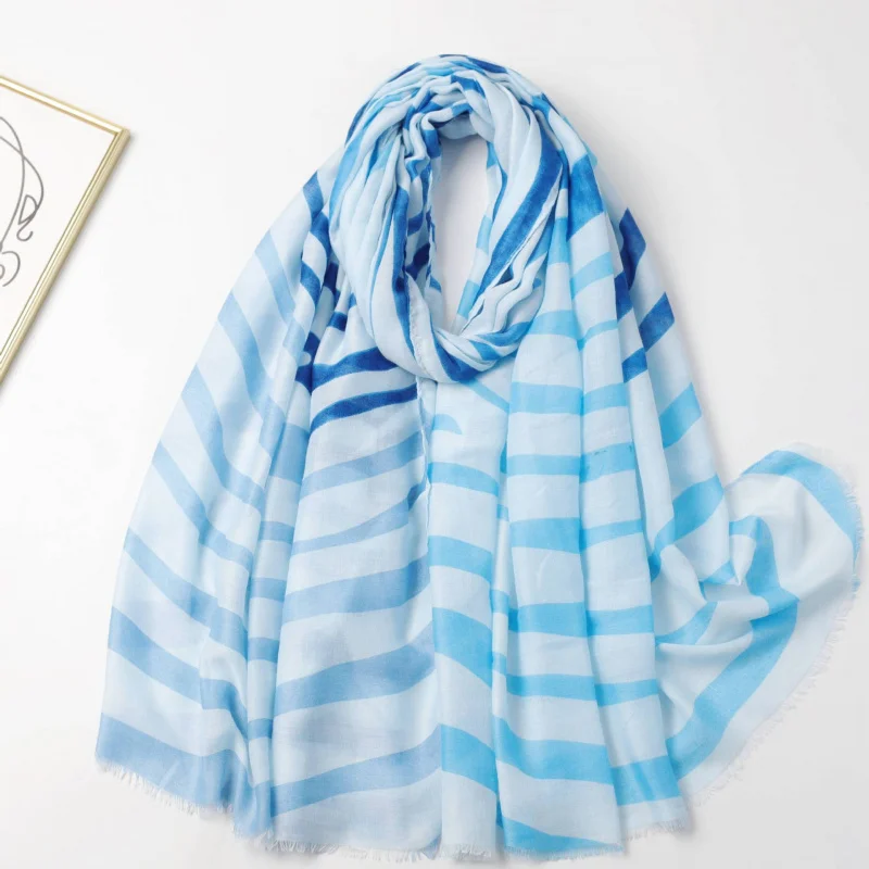 

Fingerprint Satin Factory Sale-Border Live Geometric Print Long Scarf Travel Vacation Warm Wo