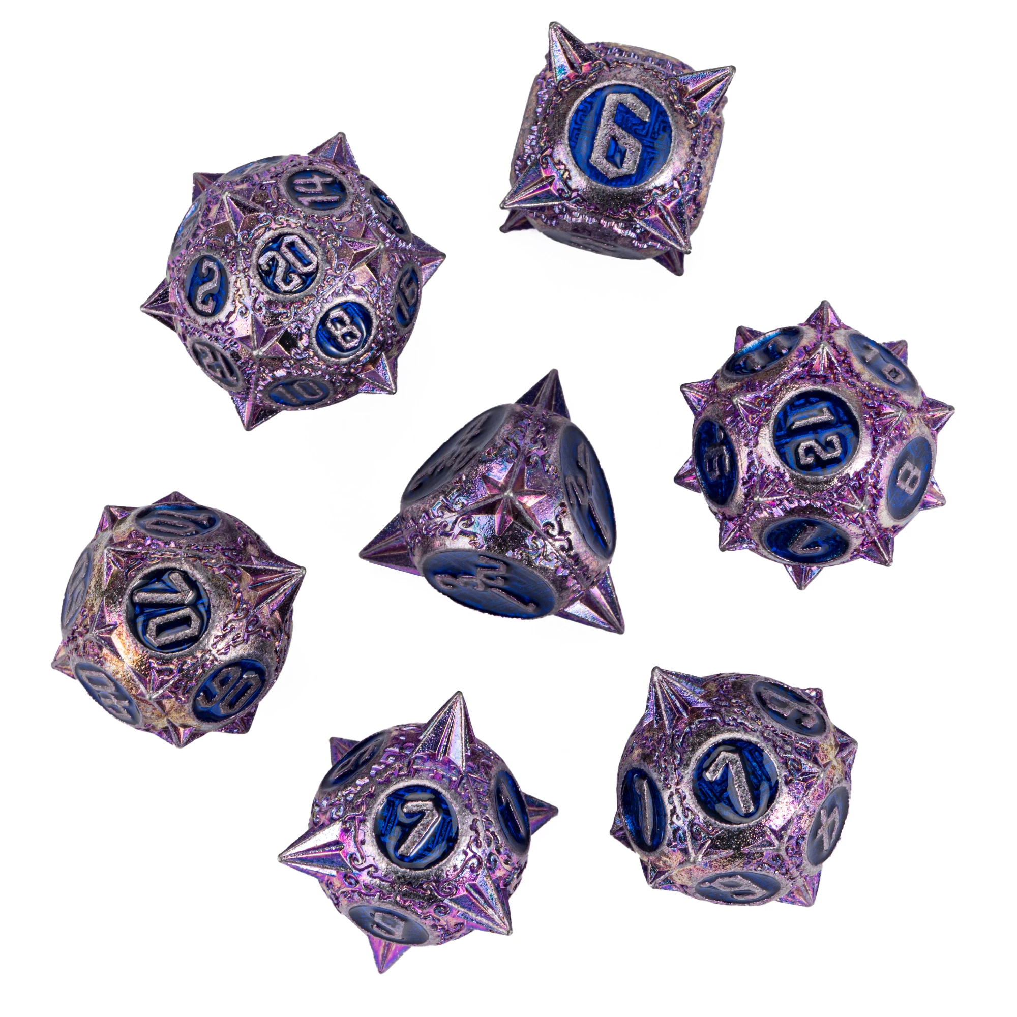 Cusdie DND Solid Metal Dice Set Angular Design 7Pcs D&D Game Polyhedral Dices for Role Playing Board Games Pathfinder TRPG