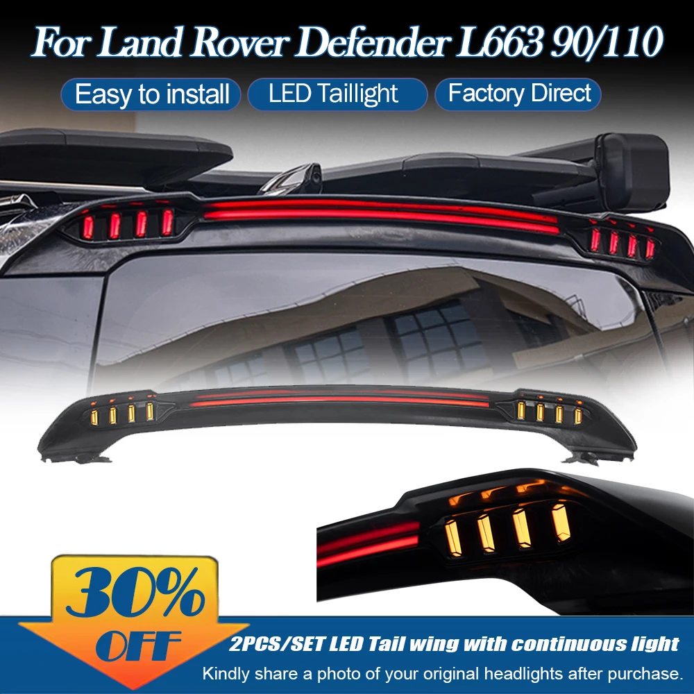 Car Tail Rear Spoiler Lip Wing Spoiler Trunk Spoiler Wing with Led Light Lamp for Land Rover Defender L663 90/110 2020-2025