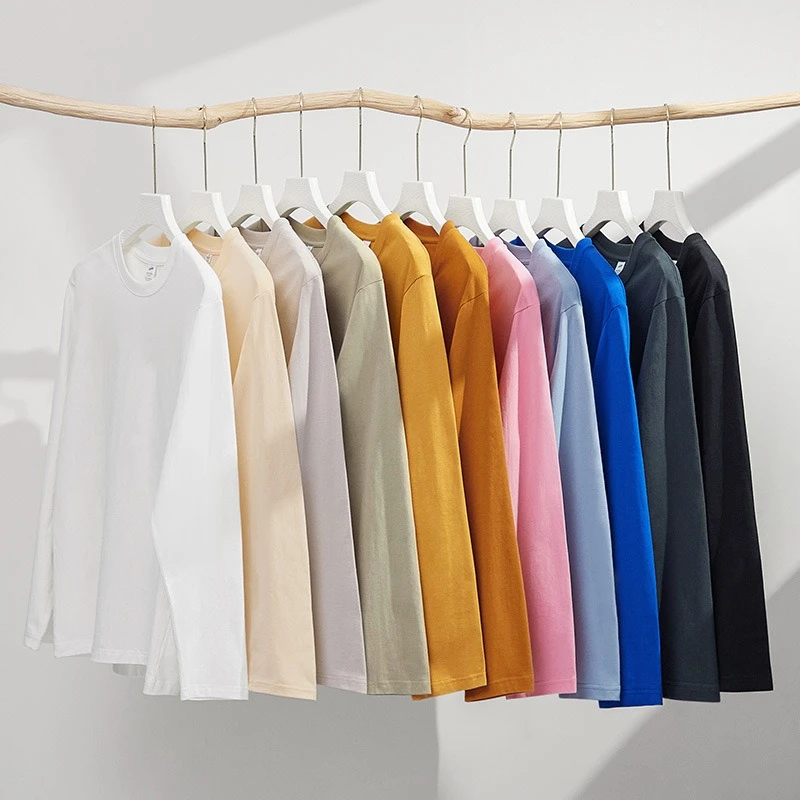 2026 100% Cotton T Shirt Women Autumn Winter Ribbed Causal O-Neck Basic Long Sleeve Harajuku Tops Fashion Loose Versatile Tees