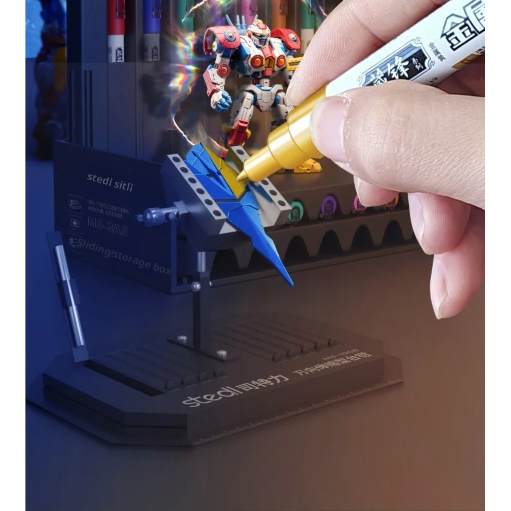 7pcs Stedi Metallic Marker Pen Kit Tip Head Nylon for Gundam Gunpla Mecha Model Coloring Tools with Erase Pen Hobby DIY Tools