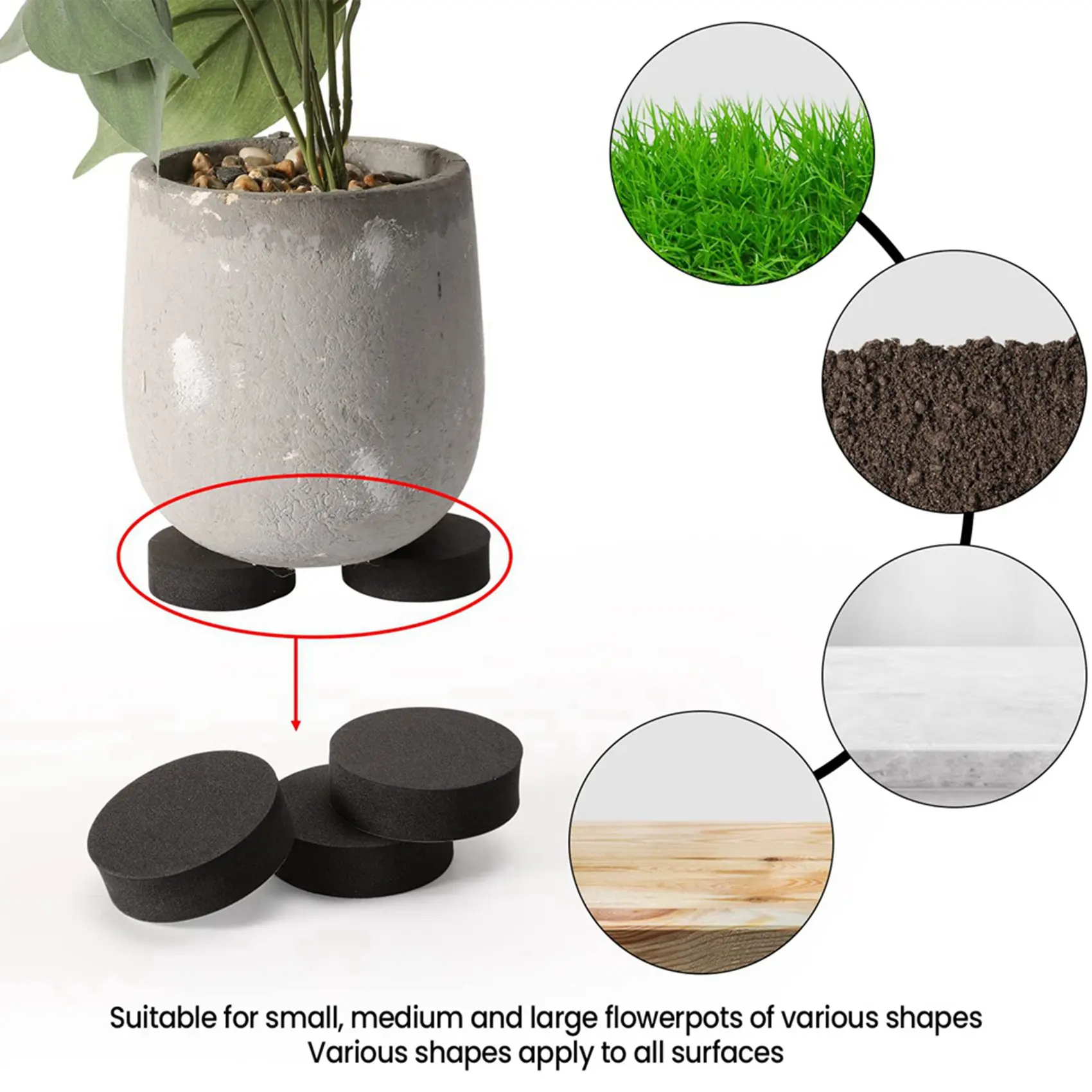 

AB46-96Pcs Plant Pot Feet Risers Natural Rubber Flower Pot Mat Invisible Pot Feet For Heavy Outdoor Plants, Flower Pots