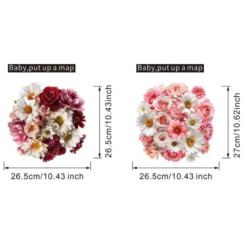Floral Pattern Toilet Sticker Waterproof Removable Bathroom Wall Toilet Lid Decal for DIY Home Restroom Decor