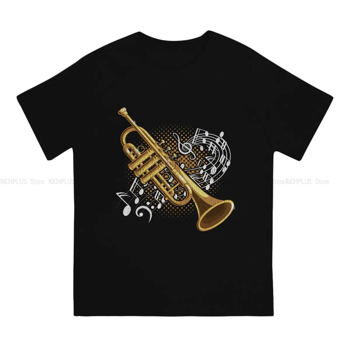 Trumpet Player Musical Notes Jazz Unique TShirt Music Art Casual Polyester T Shirt Summer Stuff For Men Women