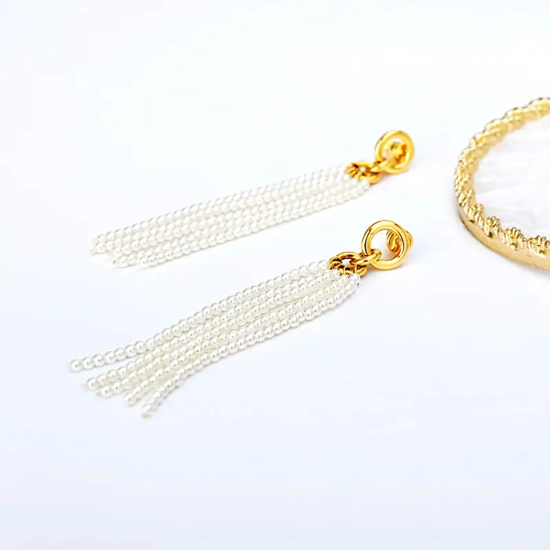 VAROLE أقراط متدلية طويلة من اللؤلؤ الفاخر للنساء أقراط ذهبية اللون مجوهرات عصرية هدية عصرية #5